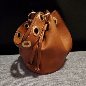 Brown Leather Bucket Bag